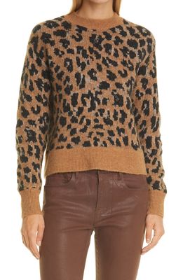 FRAME Cheetah Pattern Crop Sweater in Noir Multi