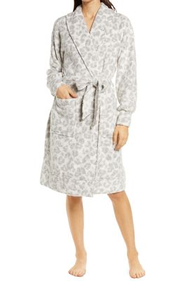 Splendid Fuzzy Print Fleece Robe in Grey Leopard