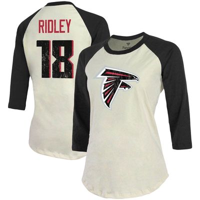 Women's Majestic Threads Calvin Ridley Cream/Black Atlanta Falcons Player Raglan Name & Number 3/4-Sleeve T-Shirt
