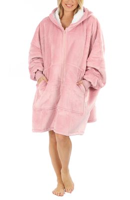 Moozie Maternity Hooded Blanket Jacket in Dusty Pink