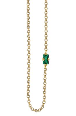 Lizzie Mandler Fine Jewelry Floating Baguette Necklace in Yellow Gold/emerald