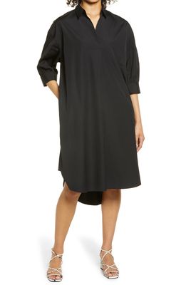 Nordstrom Oversize Three-Quarter Sleeve Shirtdress in Black