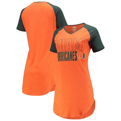 Women's Concepts Sport Orange/Green Miami Hurricanes Raglan V-Neck Nightshirt