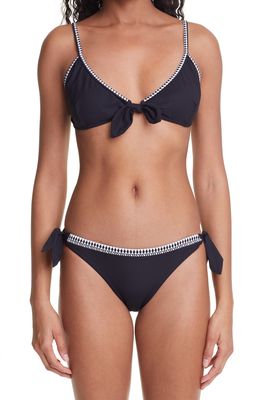 lemlem Sofia Tie Front Bikini Top in Black