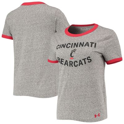 Women's Under Armour Heathered Gray Cincinnati Bearcats Siro Slub Tri-Blend Ringer T-Shirt in Heather Gray