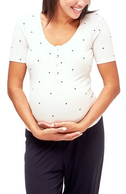 Nom Maternity Rhys Maternity/Nursing Pajama Top in Gardenia Dot