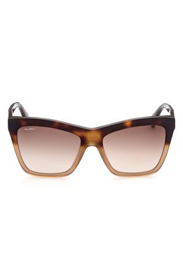 Max Mara 55mm Geometric Sunglasses in Havana/Other /Gradient Brown