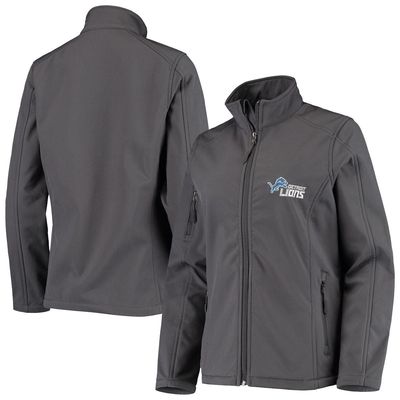 DUNBROOKE Women's Charcoal Detroit Lions Full-Zip Sonoma Softshell Jacket in Graphite
