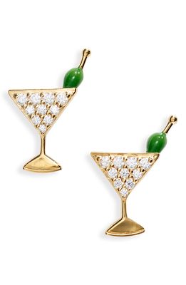 JUDITH LEIBER COUTURE Martini Stud Earrings in Clear