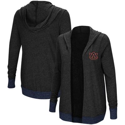 Women's Colosseum Charcoal Auburn Tigers Plus Size Steeplechase Open Hooded Tri-Blend Cardigan