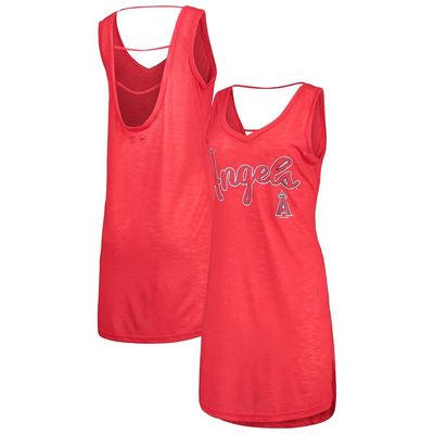 Women's G-III 4Her by Carl Banks Heathered Red Los Angeles Angels Swim Cover-Up Dress in Heather Red