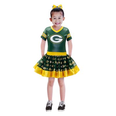 JERRY LEIGH Girls Youth Green Green Bay Packers Tutu Tailgate Game Day V-Neck Costume