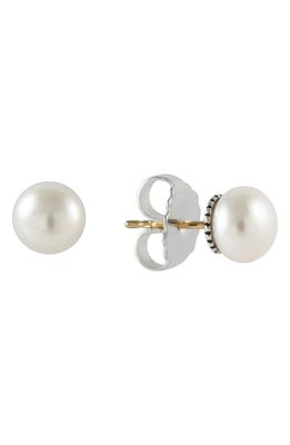 LAGOS Luna 8mm Pearl Stud Earrings in Silver