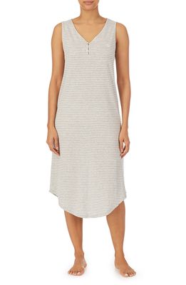 Lauren Ralph Lauren Sleeveless Henley Nightgown in Grey Stripe