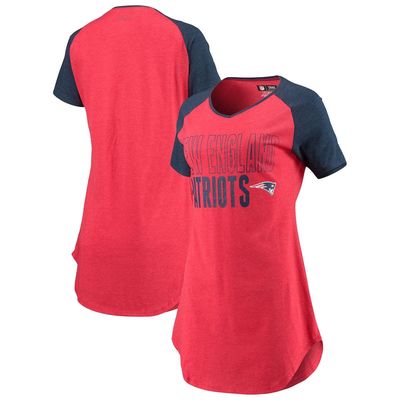 Women's Concepts Sport Red/Heathered Navy New England Patriots Meter Raglan V-Neck Knit Nightshirt