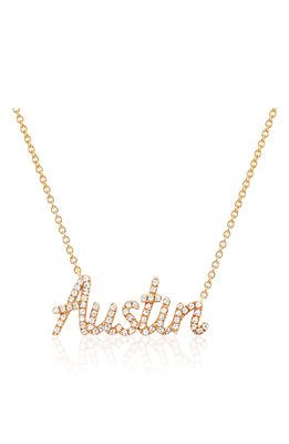 EF Collection Diamond Script Customizable Necklace in 14K Yellow Gold