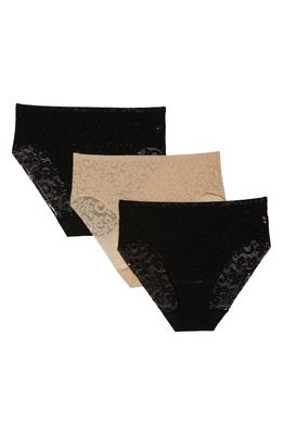 TC Assorted 3-Pack Lace High Cut Briefs in Black/Black/Nude