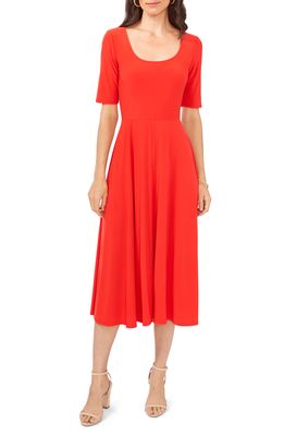 Chaus Elbow Sleeve Fit & Flare Knit Dress in Poppy