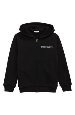 Dolce & Gabbana Kids' Embroidered Logo Hoodie in Black