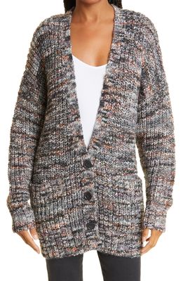 FRAME Oversize Marled Cardigan in Charcoal Multi