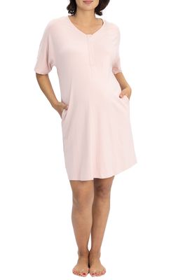 Angel Maternity Mama Hospital Maternity/Nursing Nightgown in Pink