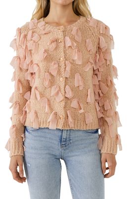 Free the Roses Ribbon Tie Cardigan in Dusty Pink