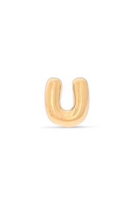 STONE AND STRAND Mini Bubble Initial Gold Stud Earring in Yellow Gold - U