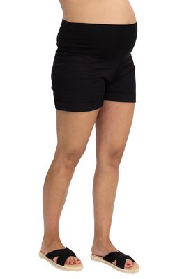 Angel Maternity Over the Belly Maternity Shorts in Black