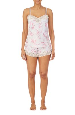 Lauren Ralph Lauren Lace Trim Short Pajamas in Pink Prt
