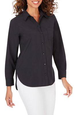 Foxcroft Manhattan Stretch Button-Up Shirt in Black