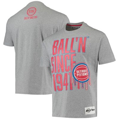 BALL-N Men's BALL'N Heathered Gray Detroit Pistons Since 1941 T-Shirt in Heather Gray