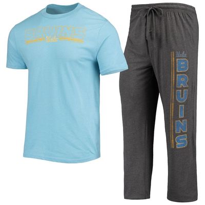 Men's Concepts Sport Heathered Charcoal/Light Blue UCLA Bruins Meter T-Shirt & Pants Sleep Set in Heather Charcoal