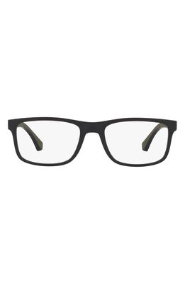Emporio Armani 55mm Rectangular Optical Glasses in Matte Black - 55Mm