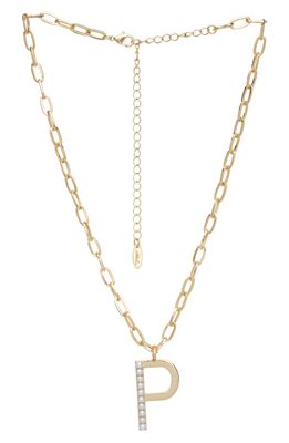 Ettika Imitation Pearl Initial Pendant Necklace in Gold- P