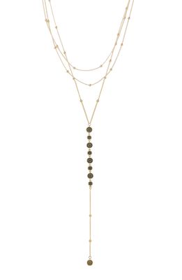 Ettika Triple Layer Y-Necklace in Black