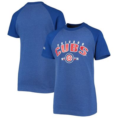 Youth Stitches Heathered Royal Chicago Cubs Raglan T-Shirt in Heather Royal