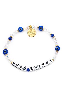 Little Words Project Good Energy Beaded Stretch Bracelet in Clear Blue