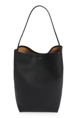 The Row Park North/South Leather Tote in Black
