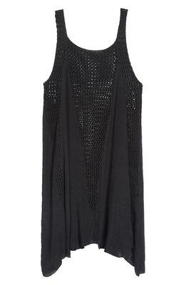 Elan Crochet Inset Cover-Up Dress in Black