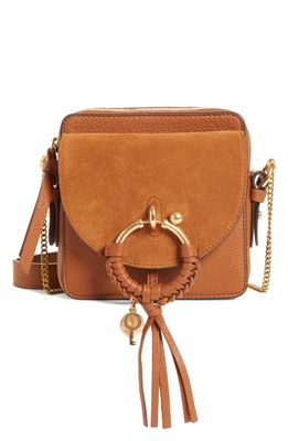 See by Chloe Small Joan Suede & Leather Crossbody Bag in Caramello
