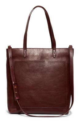 Madewell The Zip-Top Medium Transport Leather Tote in Dark Cabernet