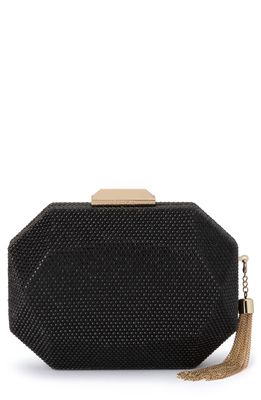 Olga Berg Hotfix Tassel Structured Clutch in Black