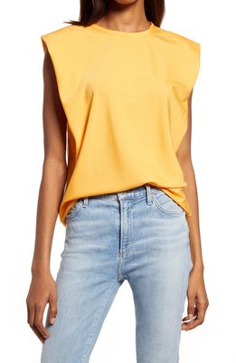 French Connection Shoulder Pad Crepe Tank in Beeswax Orange