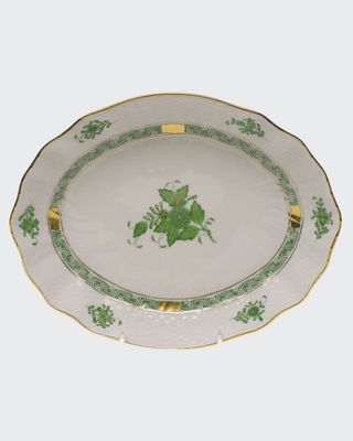 Chinese Bouquet Green Oval Dish