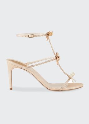 Mid-Heel T-Strap Sandal with Bows