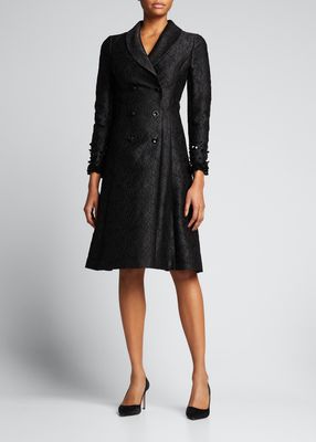 Double-Breasted Shawl-Collar Jacquard Dress