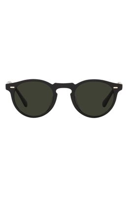 Oliver Peoples Gregory Peck 1962 47mm Polarized Round Folding Sunglasses in Black/Polar