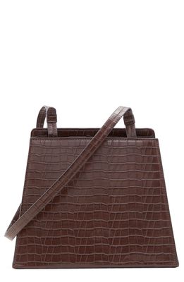 Who What Wear Jeanie Faux Leather Crossbody Bag in Dark Brown