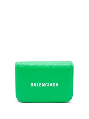 Balenciaga - Cash Logo-print Grained-leather Wallet - Womens - Green