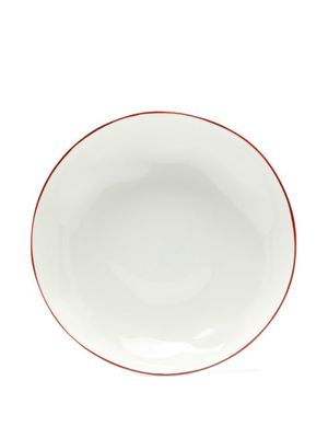 Feldspar - Set Of Four Painted-rim Fine China Pasta Bowls - Red White